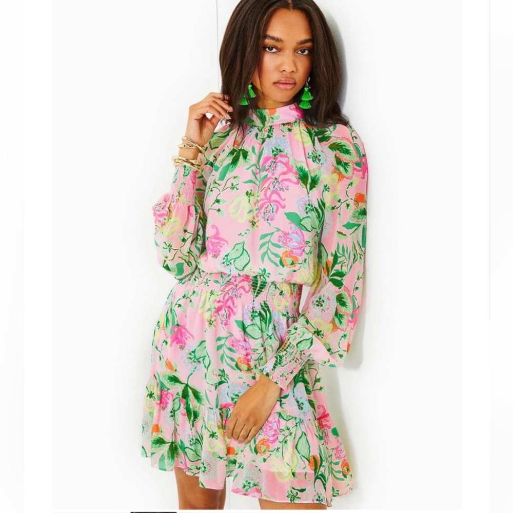 Lilly Pulitzer Floral Dress in Pink and Green